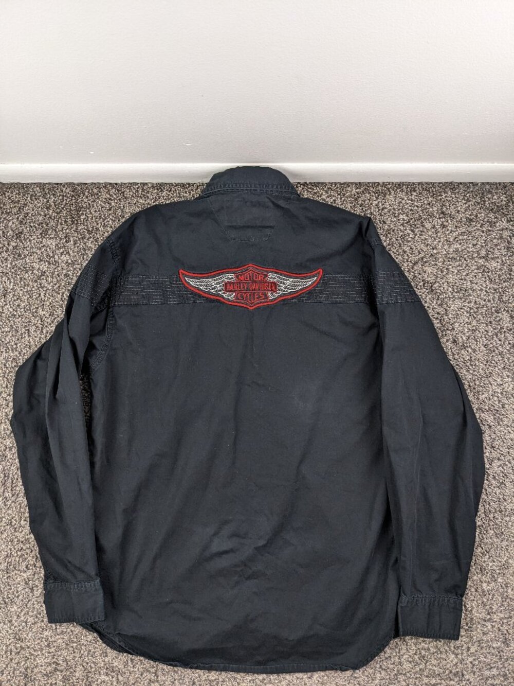 Vintage 2004 Harley Davidson Shirt Textured L/S Button Embroidered Mens Medium